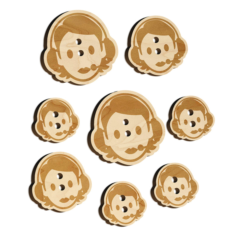 Occupation Customer Service Woman Icon Wood Buttons for Sewing Knitting Crochet DIY Craft