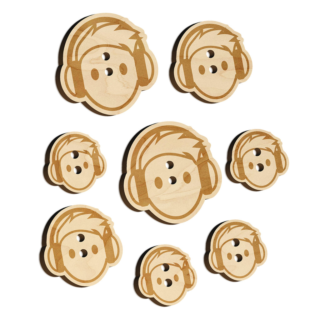 Occupation DJ with Headphones Icon Wood Buttons for Sewing Knitting Crochet DIY Craft