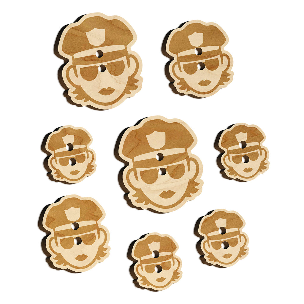 Occupation Police Officer Woman Icon Wood Buttons for Sewing Knitting Crochet DIY Craft