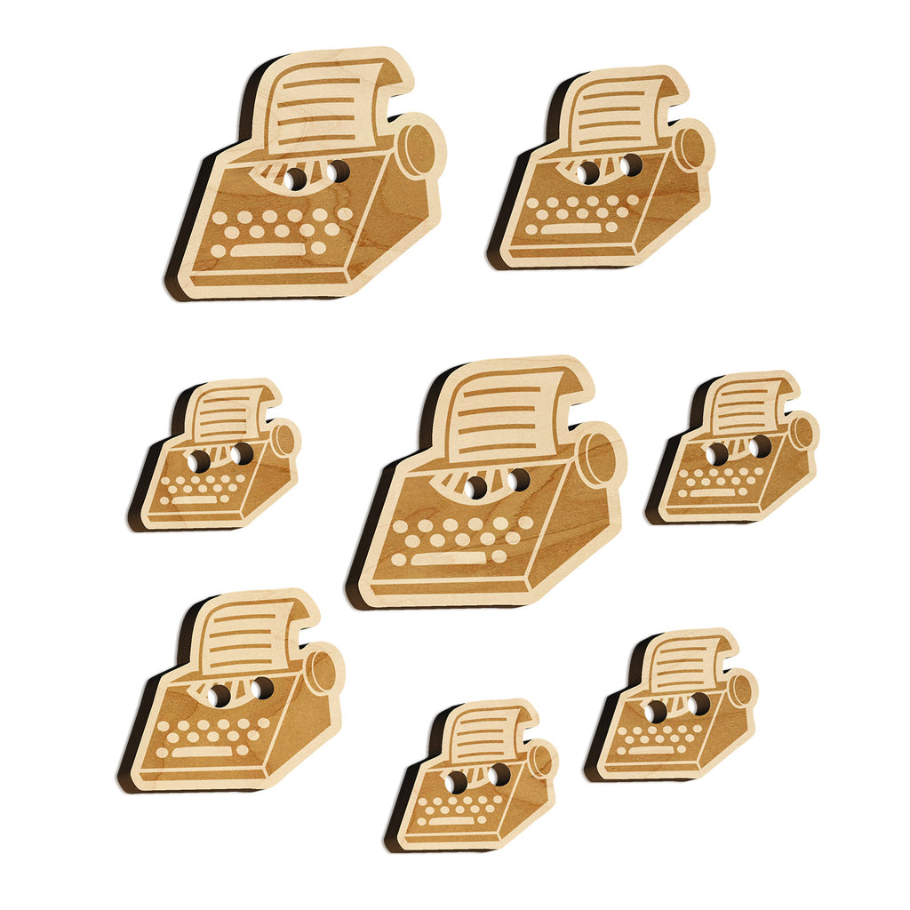 Old Typewriter Icon for Novels Books and Letters Wood Buttons for Sewing Knitting Crochet DIY Craft