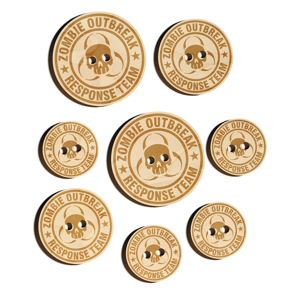 Zombie Outbreak Response Team Skull Wood Buttons for Sewing Knitting Crochet DIY Craft