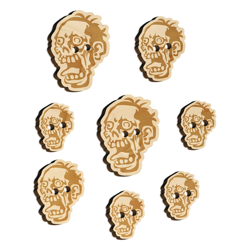 Zombie Undead Creepy Head Wood Buttons for Sewing Knitting Crochet DIY Craft