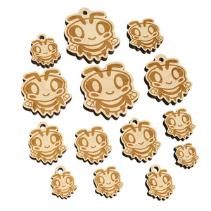 Cute Bee Happy Mini Wood Shape Charms Jewelry DIY Craft