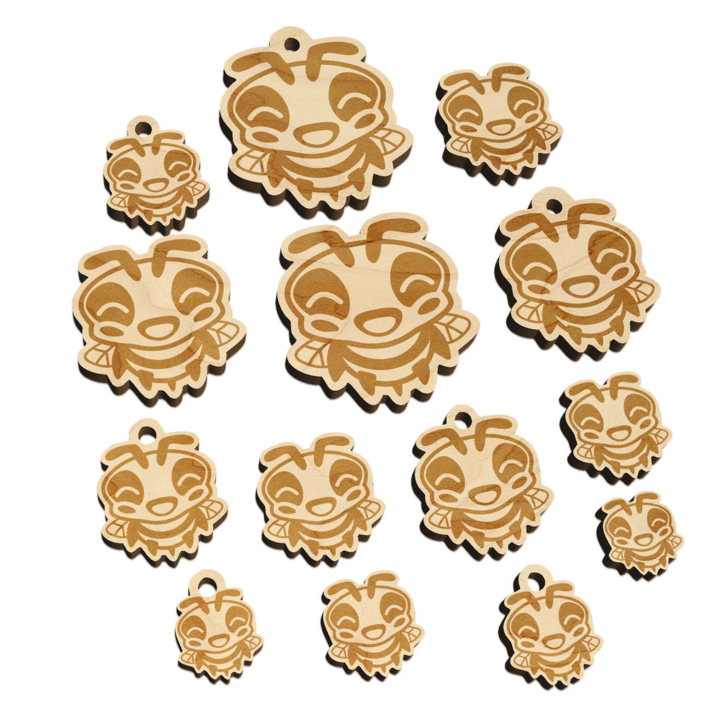 Cute Bee Laughing LOL Mini Wood Shape Charms Jewelry DIY Craft
