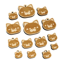 Round Cat Face Doubtful Mini Wood Shape Charms Jewelry DIY Craft