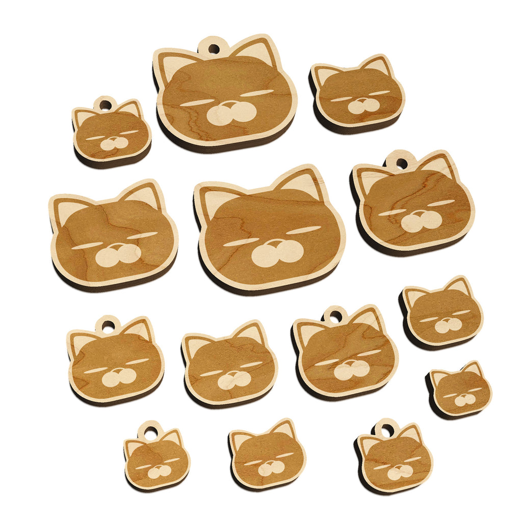 Round Cat Face Tired Mini Wood Shape Charms Jewelry DIY Craft