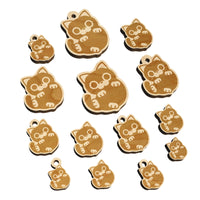 Round Cat Playful Mini Wood Shape Charms Jewelry DIY Craft