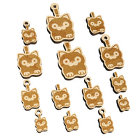 Round Cat Shocked Mini Wood Shape Charms Jewelry DIY Craft