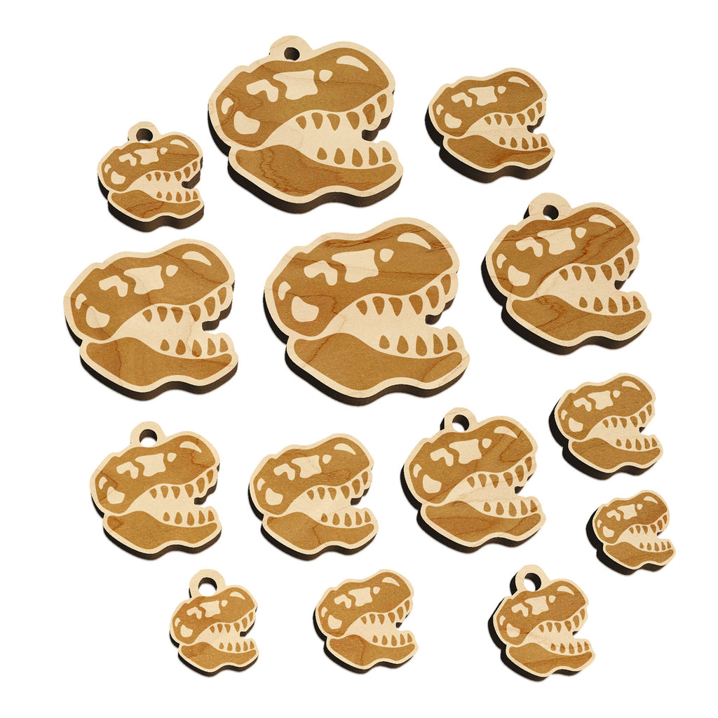 Tyrannosaurus Rex Skull Fossil Mini Wood Shape Charms Jewelry DIY Craft