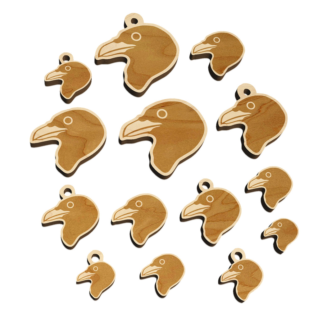 Clever Raven Head Mini Wood Shape Charms Jewelry DIY Craft