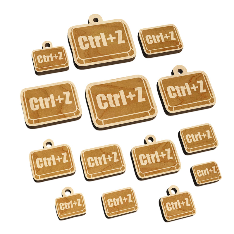 Ctrl Z Undo Button Mini Wood Shape Charms Jewelry DIY Craft