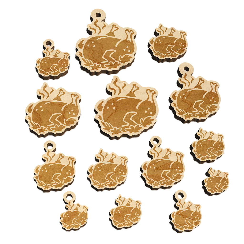 Delicious Turkey Dinner Thanksgiving Mini Wood Shape Charms Jewelry DIY Craft