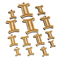 Gemini Horoscope Astrological Zodiac Sign Mini Wood Shape Charms Jewelry DIY Craft