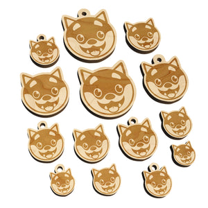 Husky Dog Face Excited Mini Wood Shape Charms Jewelry DIY Craft