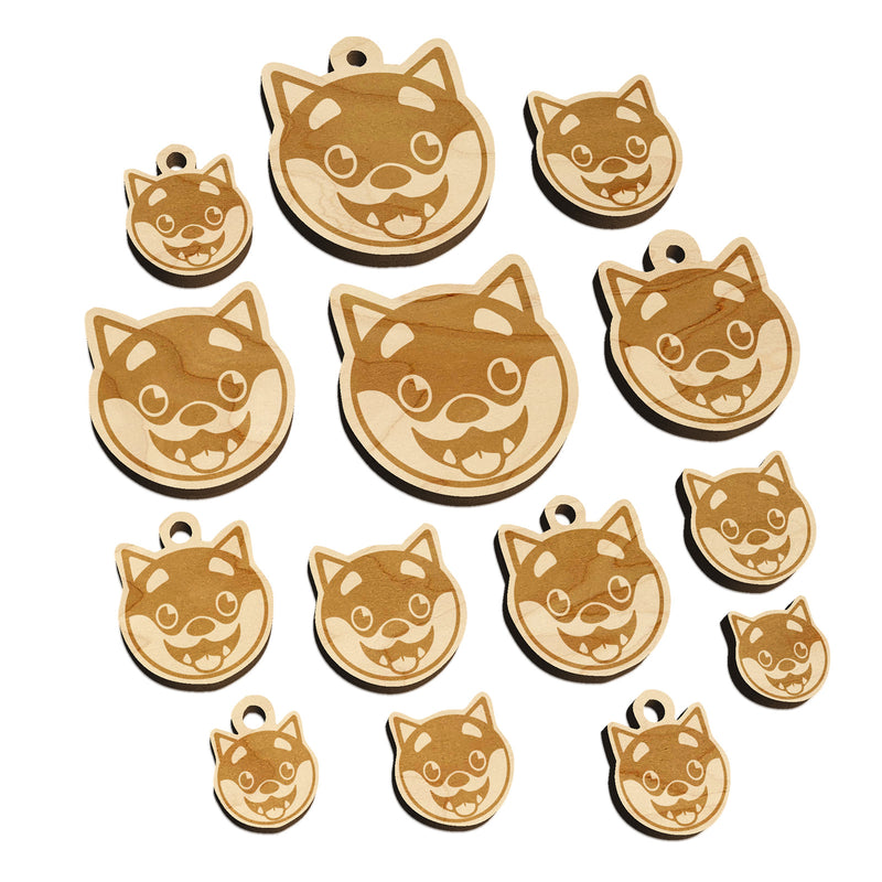 Husky Dog Face Excited Mini Wood Shape Charms Jewelry DIY Craft