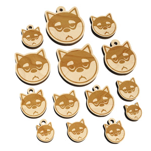 Husky Dog Face Sleepy Tired Mini Wood Shape Charms Jewelry DIY Craft