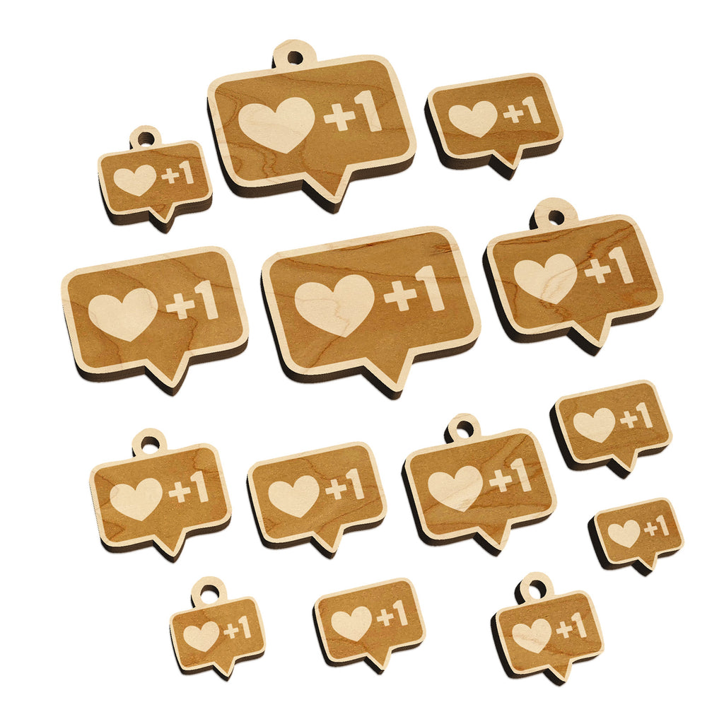 I Love this Bubble Heart Plus One 1 Mini Wood Shape Charms Jewelry DIY Craft