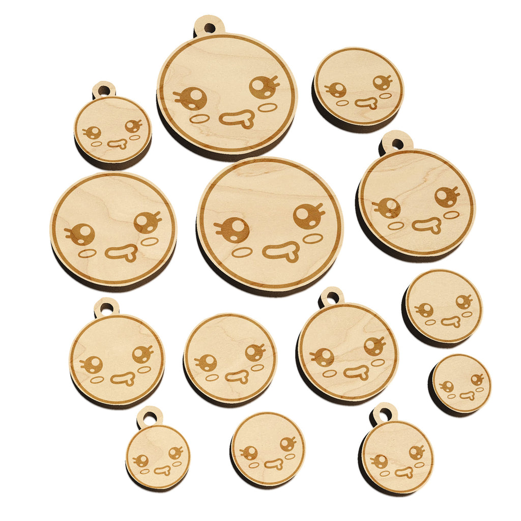 Kawaii Cute Sparkly Eyes Drool Face Mini Wood Shape Charms Jewelry DIY Craft