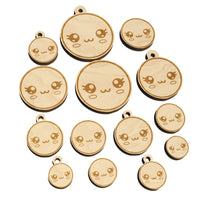 Kawaii Cute Sparkly Eyes Face Mini Wood Shape Charms Jewelry DIY Craft