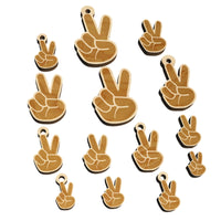 Peace Hand Sign Mini Wood Shape Charms Jewelry DIY Craft