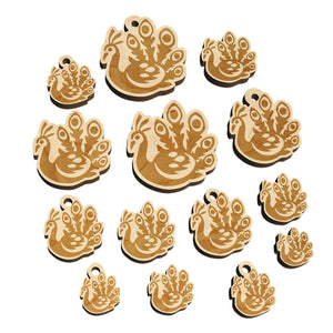 Pretty Peacock Mini Wood Shape Charms Jewelry DIY Craft