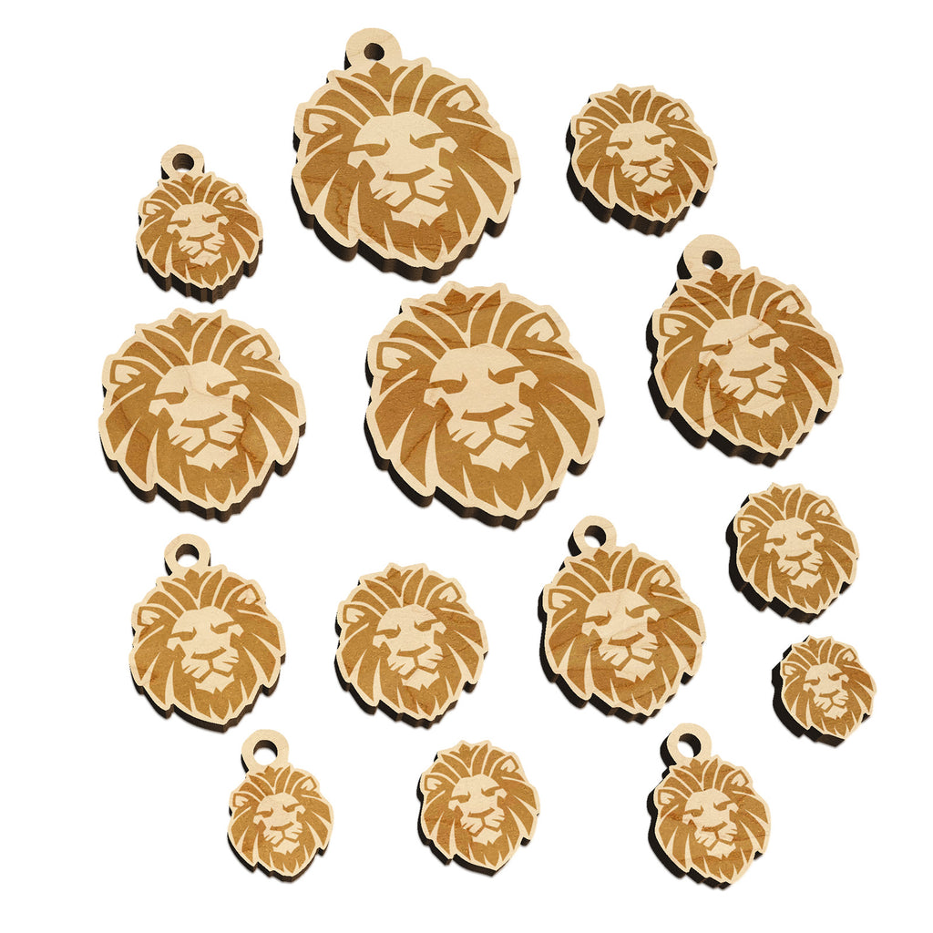 Regal Lion Head Mini Wood Shape Charms Jewelry DIY Craft