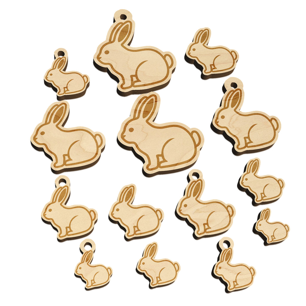 Resting Rabbit Bunny Easter Mini Wood Shape Charms Jewelry DIY Craft