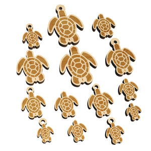 Sea Turtle Tribal Mini Wood Shape Charms Jewelry DIY Craft