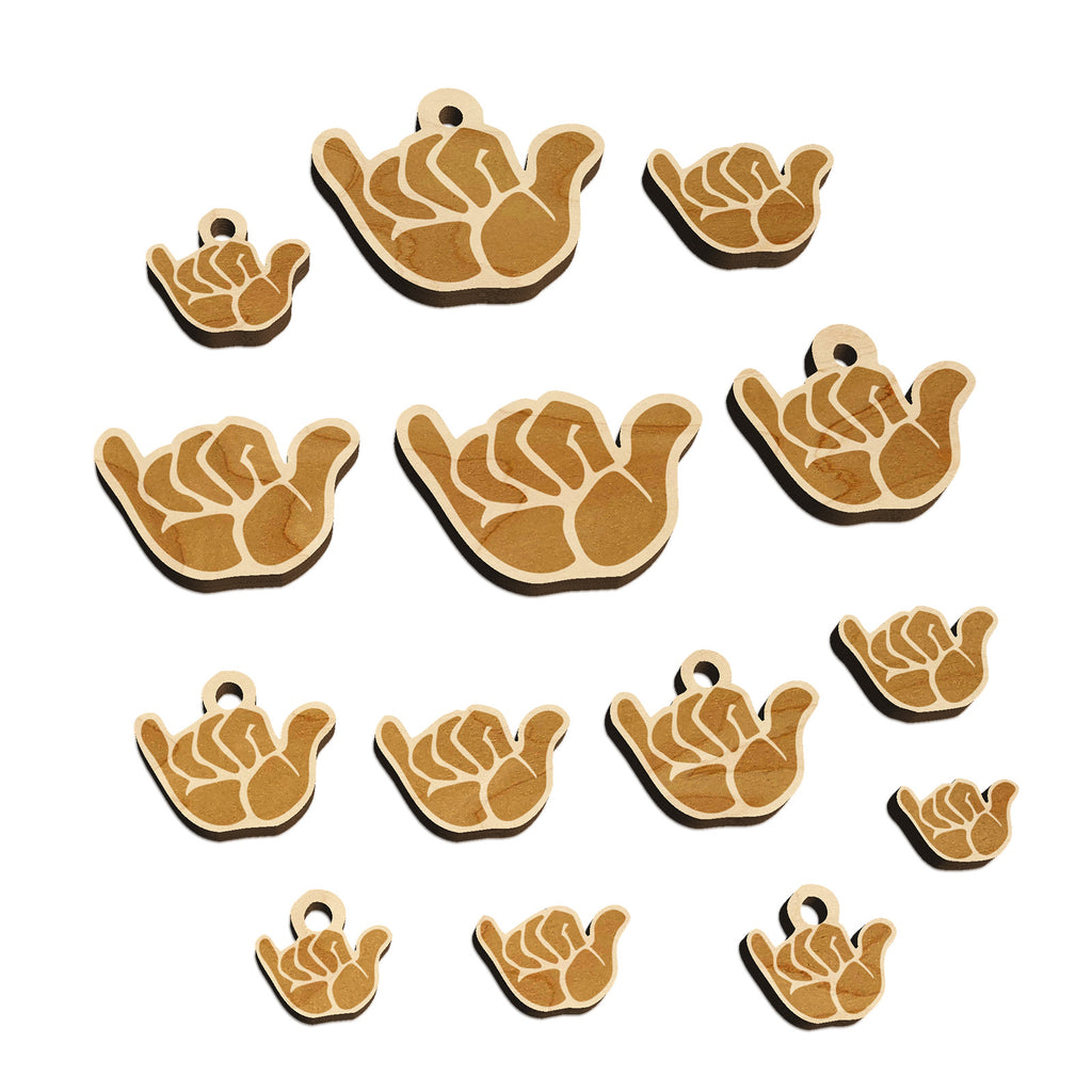 Shaka Hang Loose Surfer Sign Mini Wood Shape Charms Jewelry DIY Craft