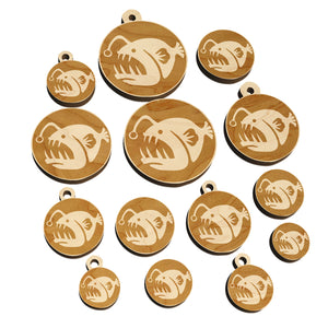 Toothy Angler Fish Mini Wood Shape Charms Jewelry DIY Craft