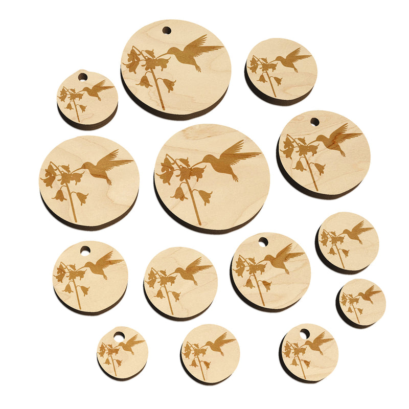 Hummingbird and Flower Mini Wood Shape Charms Jewelry DIY Craft