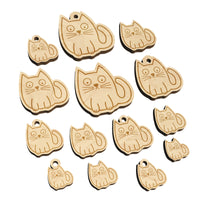 Wary Kitty Cat Mini Wood Shape Charms Jewelry DIY Craft