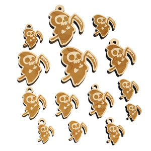 Cute Grim Reaper Death Halloween Mini Wood Shape Charms Jewelry DIY Craft