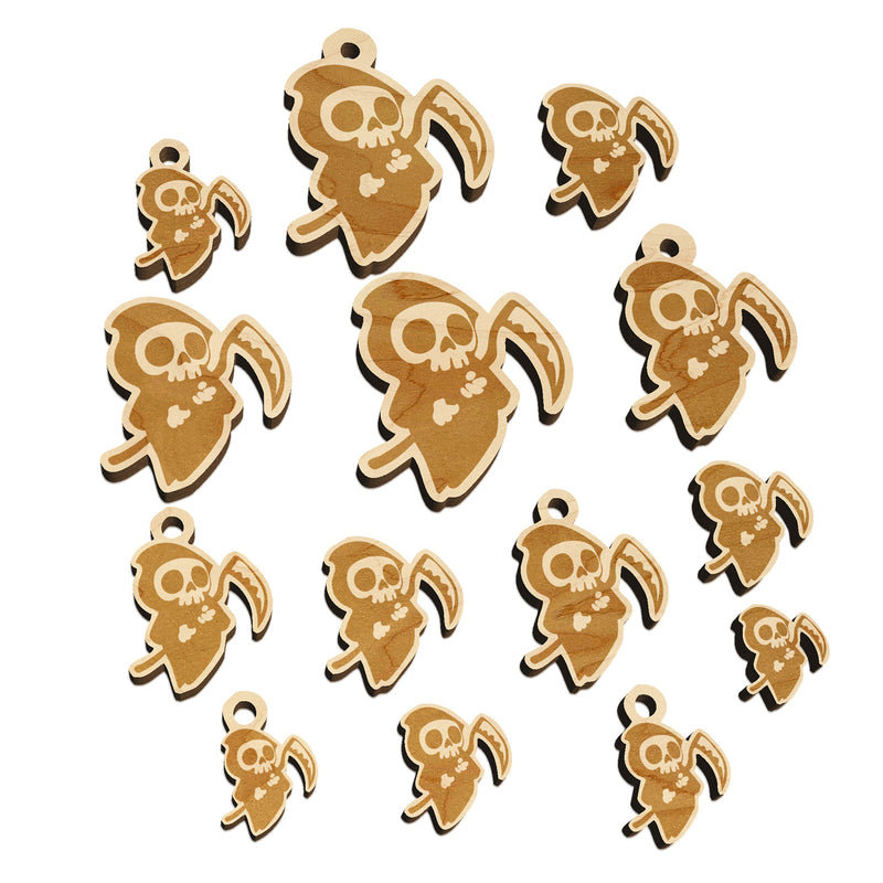 Cute Grim Reaper Death Halloween Mini Wood Shape Charms Jewelry DIY Craft