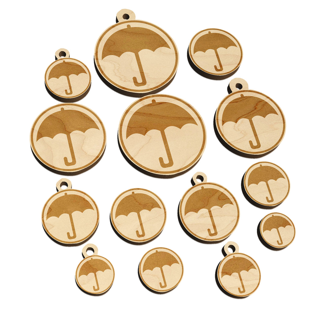 Umbrella Keep Dry Icon Mini Wood Shape Charms Jewelry DIY Craft