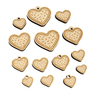 Heart Sprinkle Cookie Mini Wood Shape Charms Jewelry DIY Craft