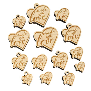 Made with Love in Heart Mini Wood Shape Charms Jewelry DIY Craft