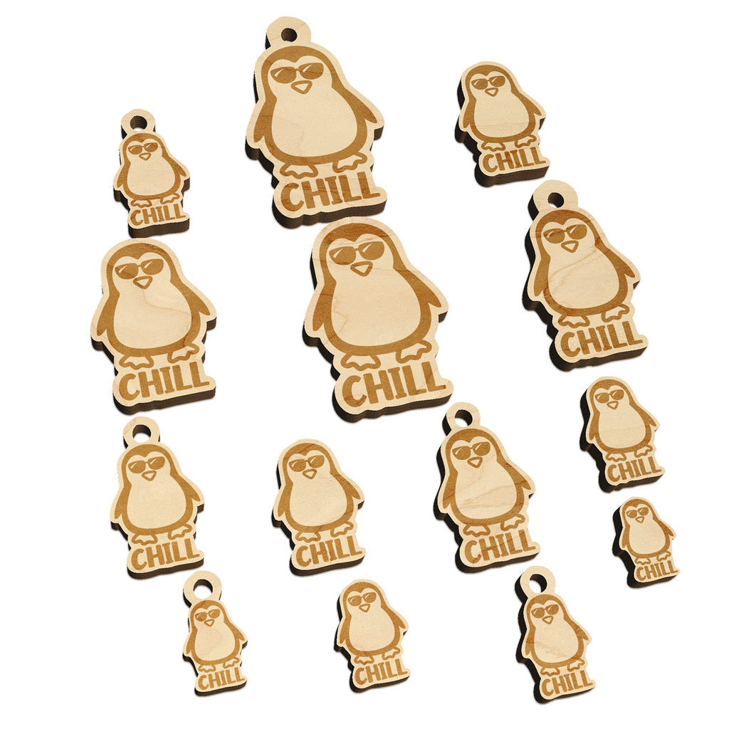 Penguin Chill Mini Wood Shape Charms Jewelry DIY Craft