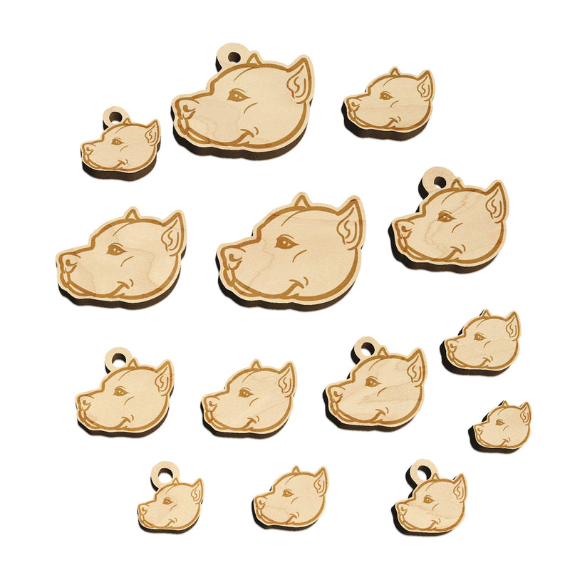 American Pit Bull Terrier Dog Head Mini Wood Shape Charms Jewelry DIY Craft