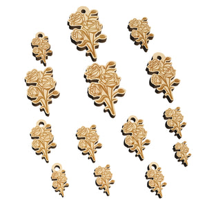 Bundle of Wild Roses Mini Wood Shape Charms Jewelry DIY Craft