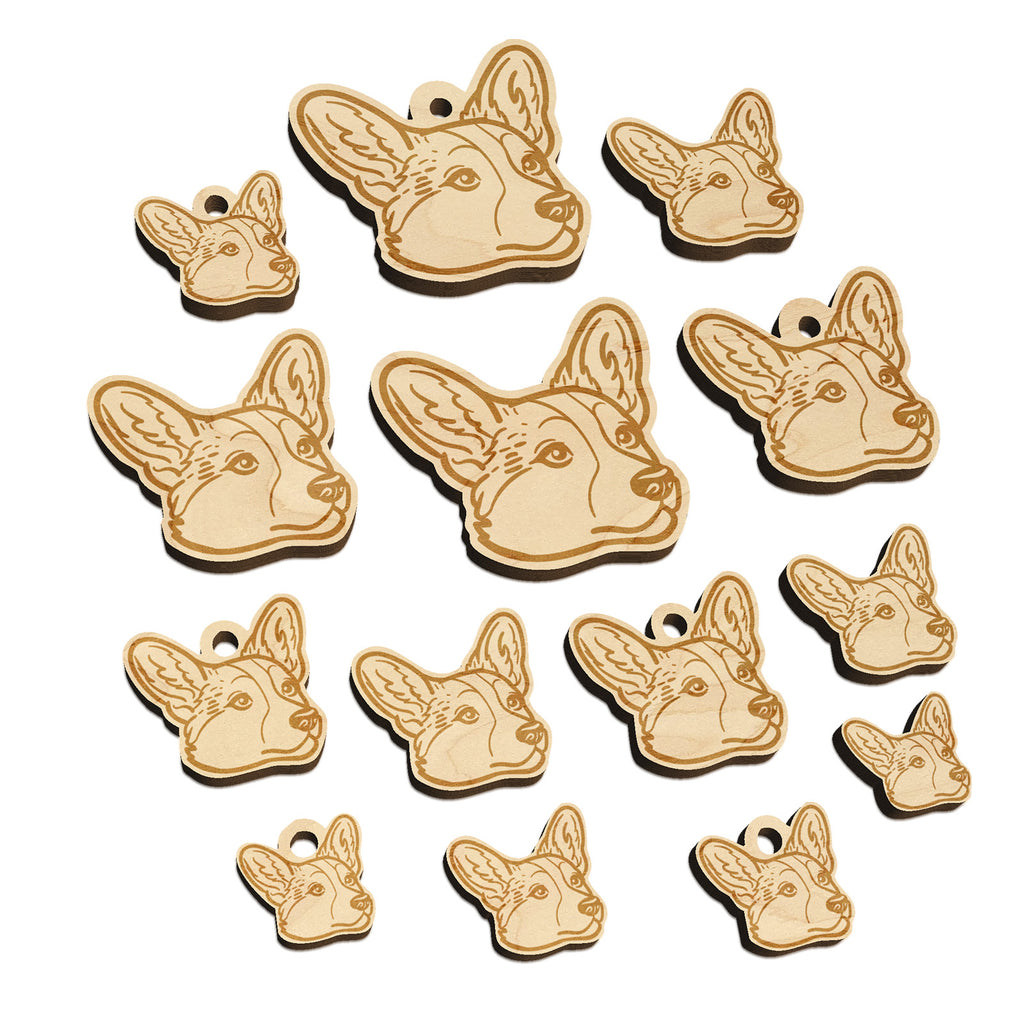 Cardigan Welsh Corgi Head Mini Wood Shape Charms Jewelry DIY Craft