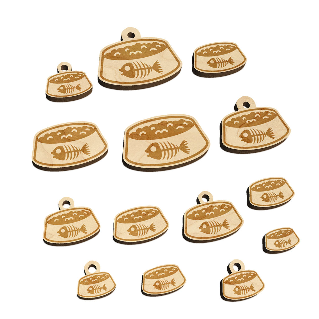 Cat Food Bowl Mini Wood Shape Charms Jewelry DIY Craft