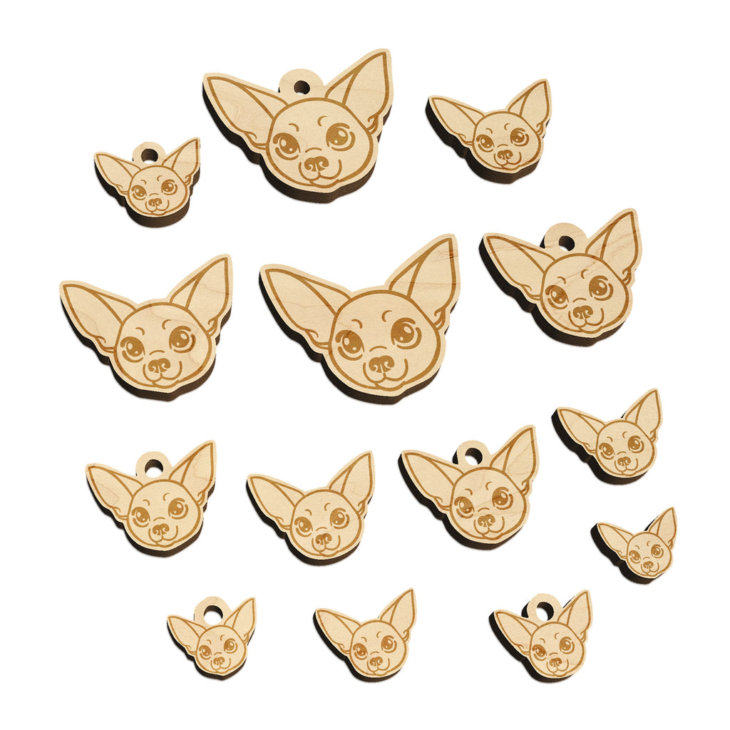 Chihuahua Dog Head Mini Wood Shape Charms Jewelry DIY Craft