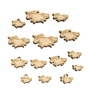 Chubby Unicorn Running Mini Wood Shape Charms Jewelry DIY Craft