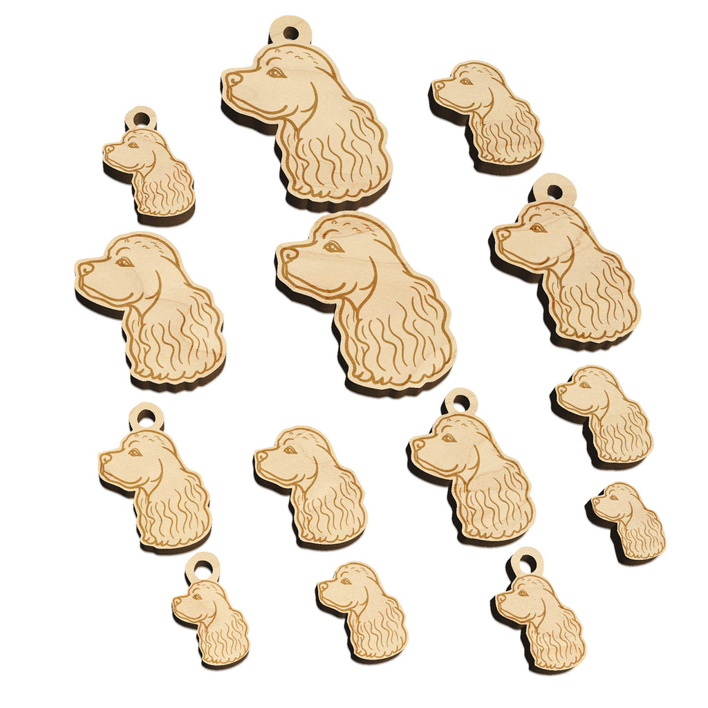 Cocker Spaniel Dog Head Mini Wood Shape Charms Jewelry DIY Craft