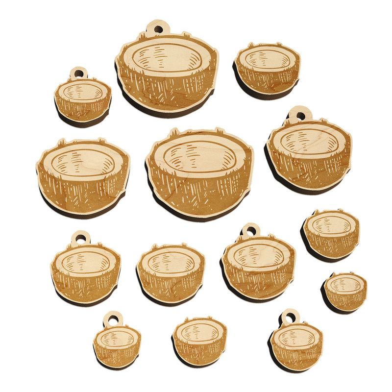 Cut Open Coconut Mini Wood Shape Charms Jewelry DIY Craft