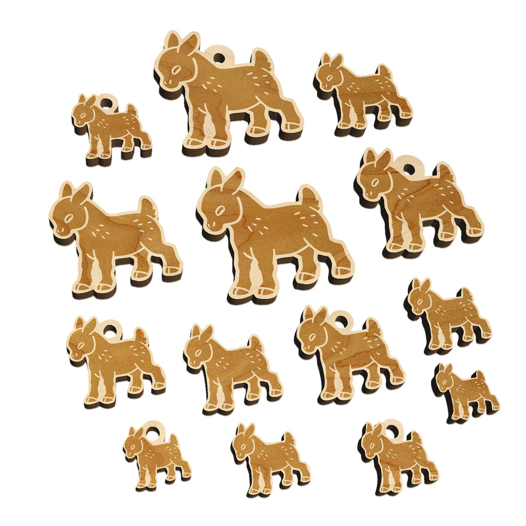 Cute Baby Goat Mini Wood Shape Charms Jewelry DIY Craft