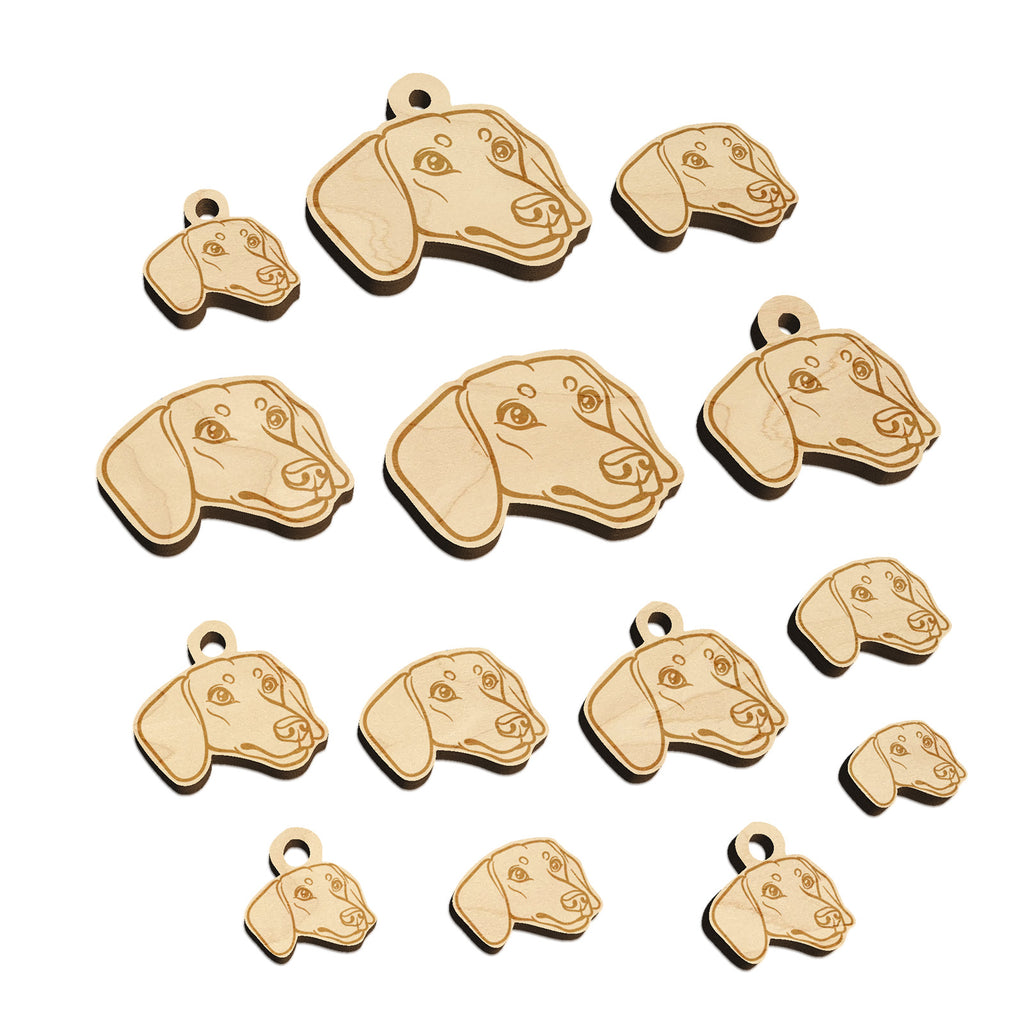 Dachshund Dog Head Mini Wood Shape Charms Jewelry DIY Craft