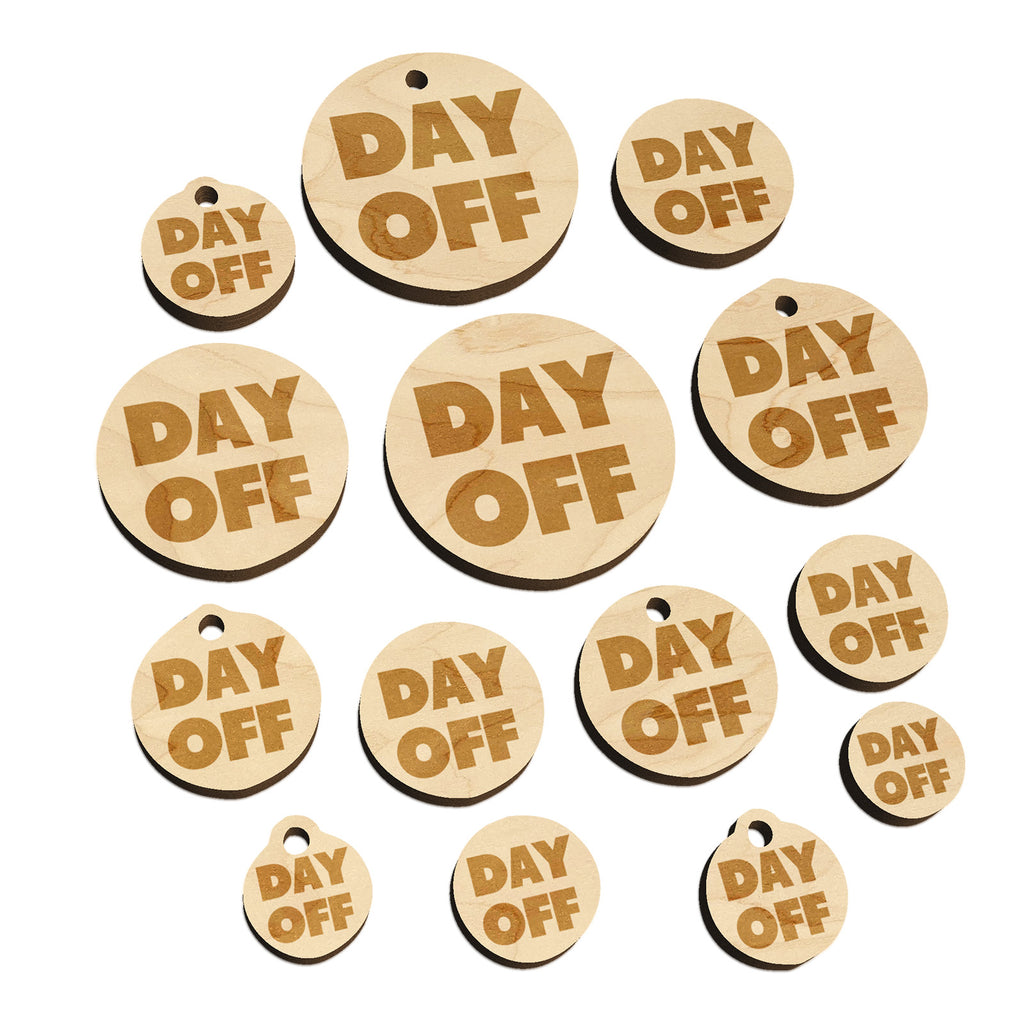 Day Off Bold Text Mini Wood Shape Charms Jewelry DIY Craft