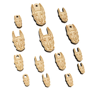 Doberman Pinscher Dog Head Mini Wood Shape Charms Jewelry DIY Craft